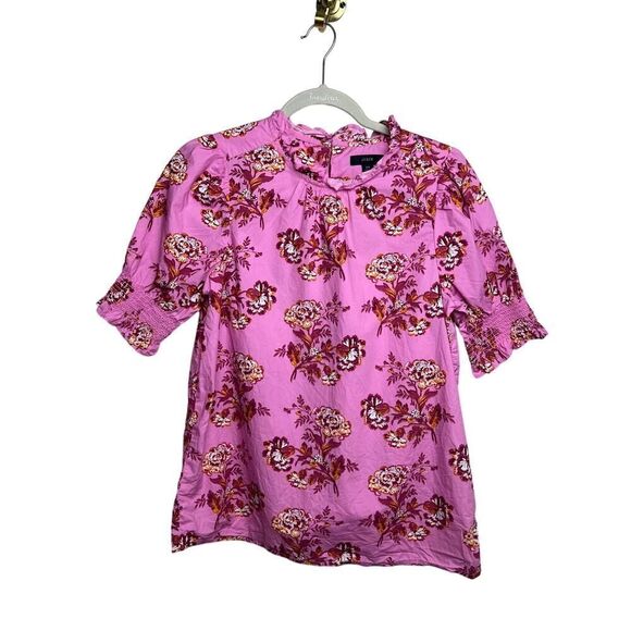 J. Crew Smocked Puff Sleeve Top Sz. XS - Picture 3 of 7